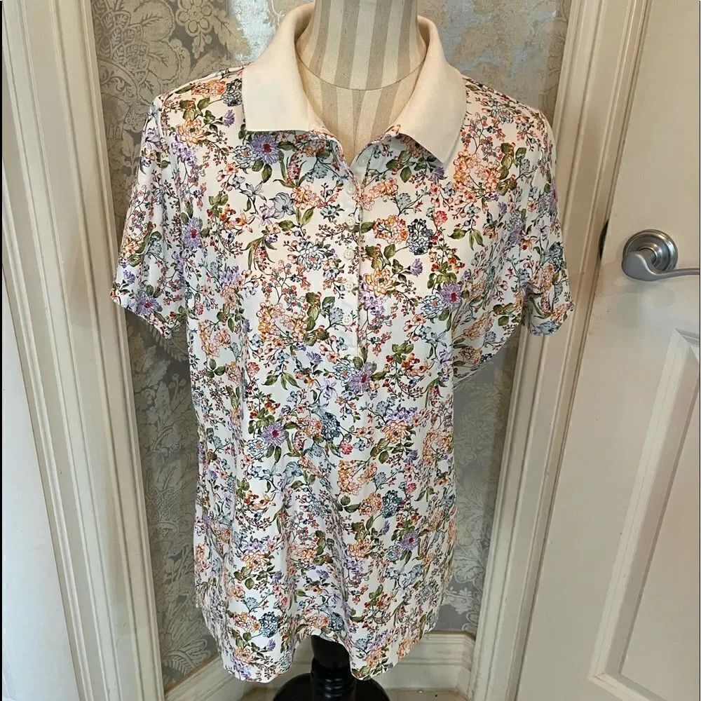 LANDS END Polo Style Floral